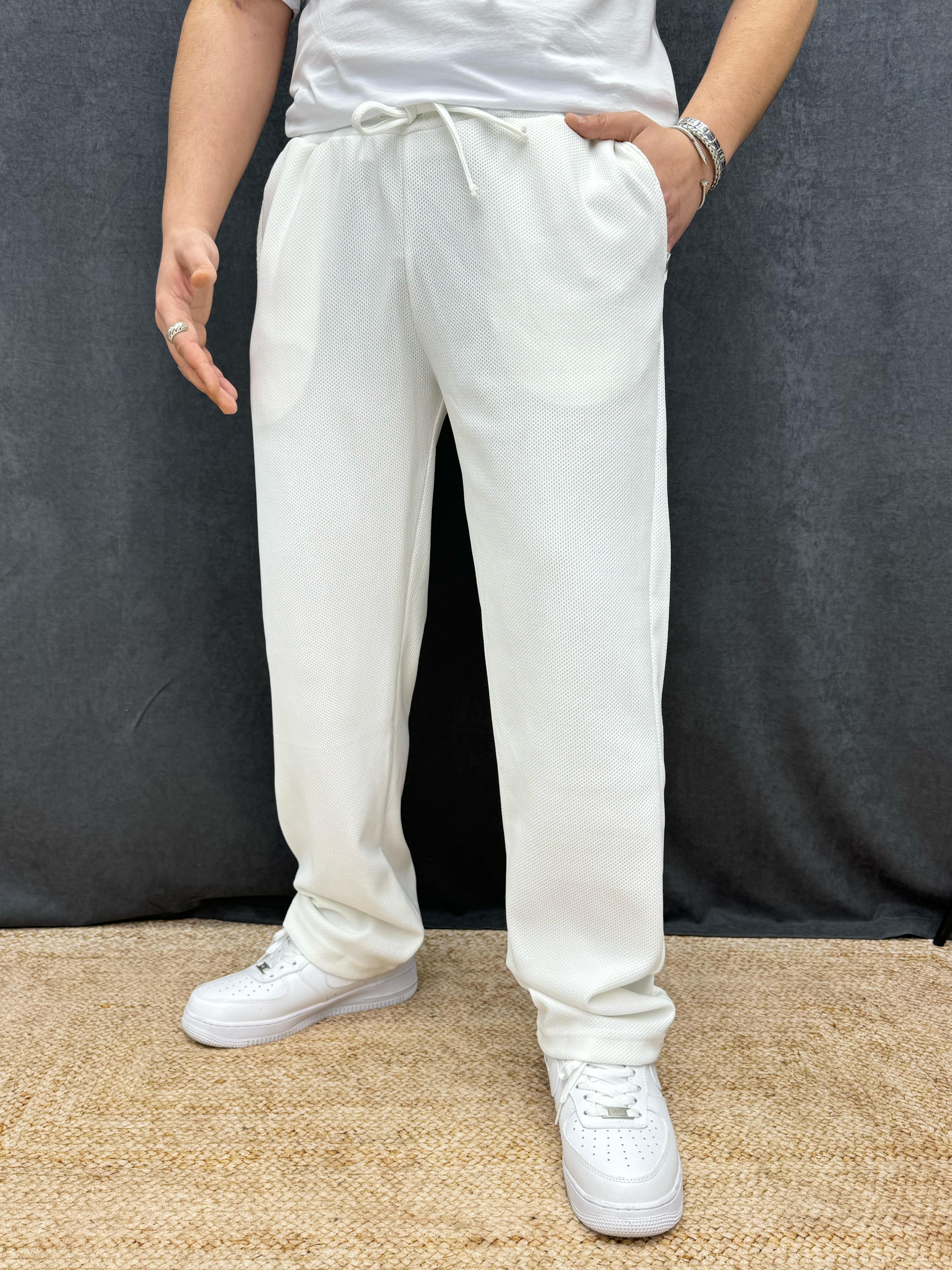 Full Likralı Jogger Baggy Pantolon Beyaz