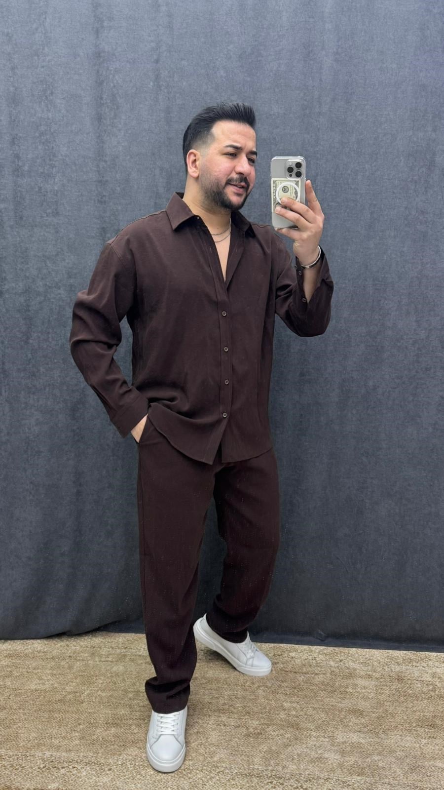 Modal Kumaş Oversize Takım Kahverengi