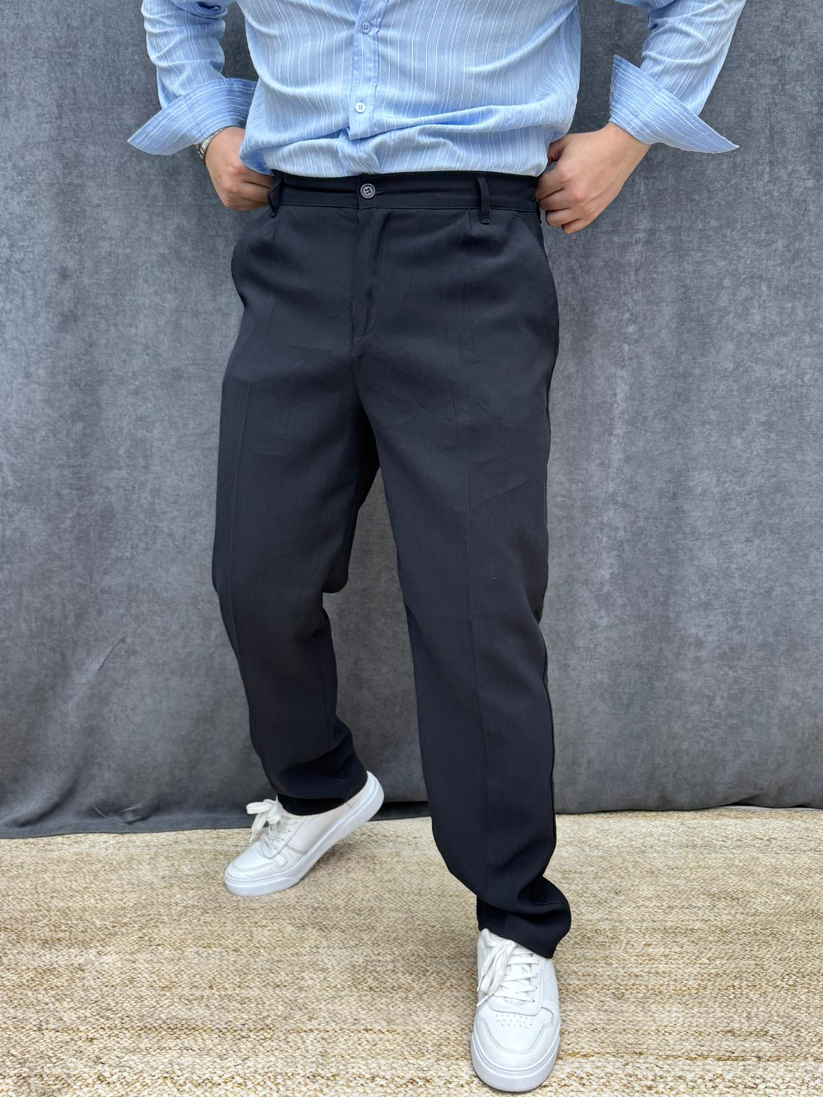 Modal Tek Pileli Baggy Pantolon Siyah