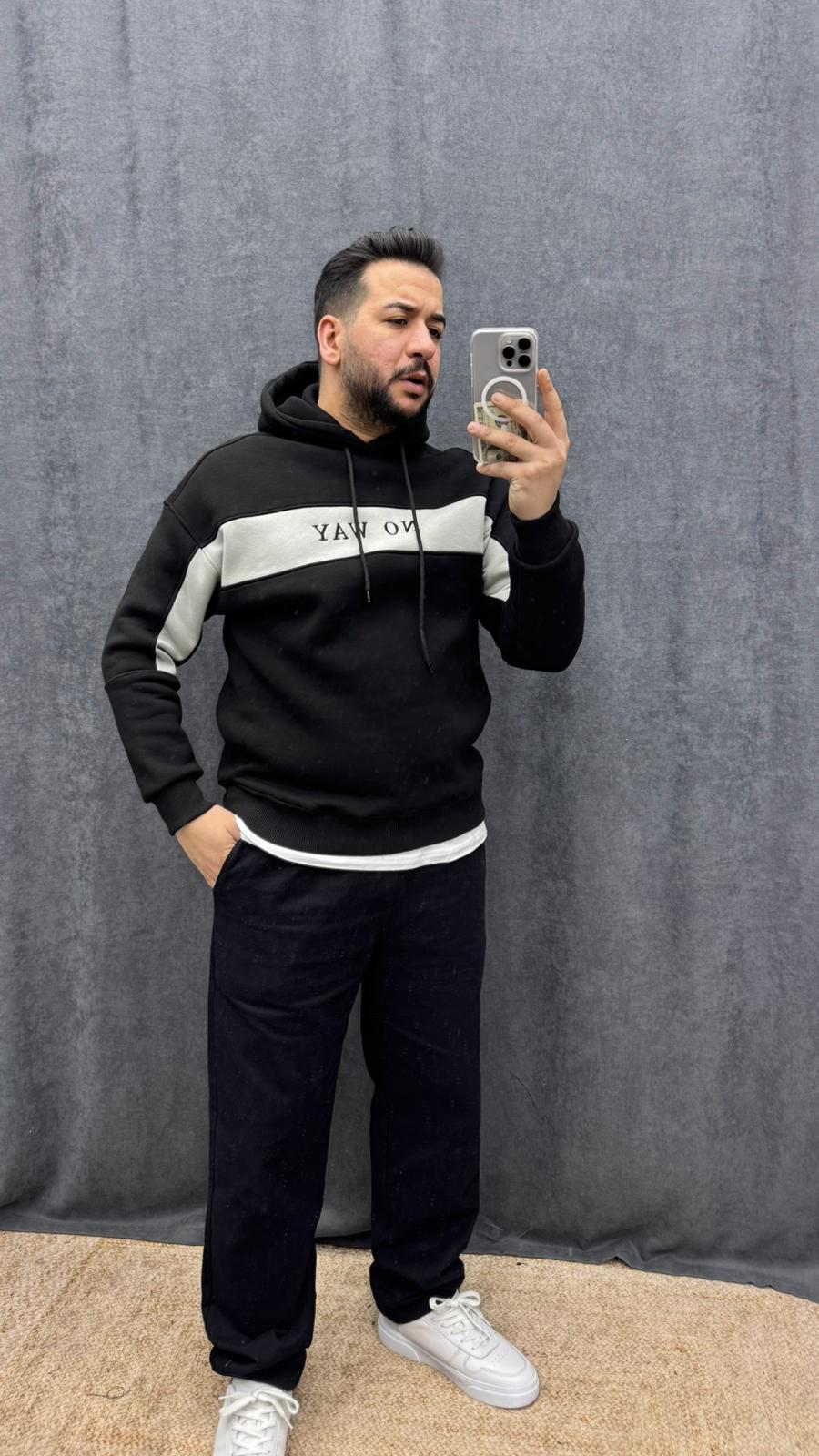 No Way Nakışlı 3 İplik Sweat Siyah