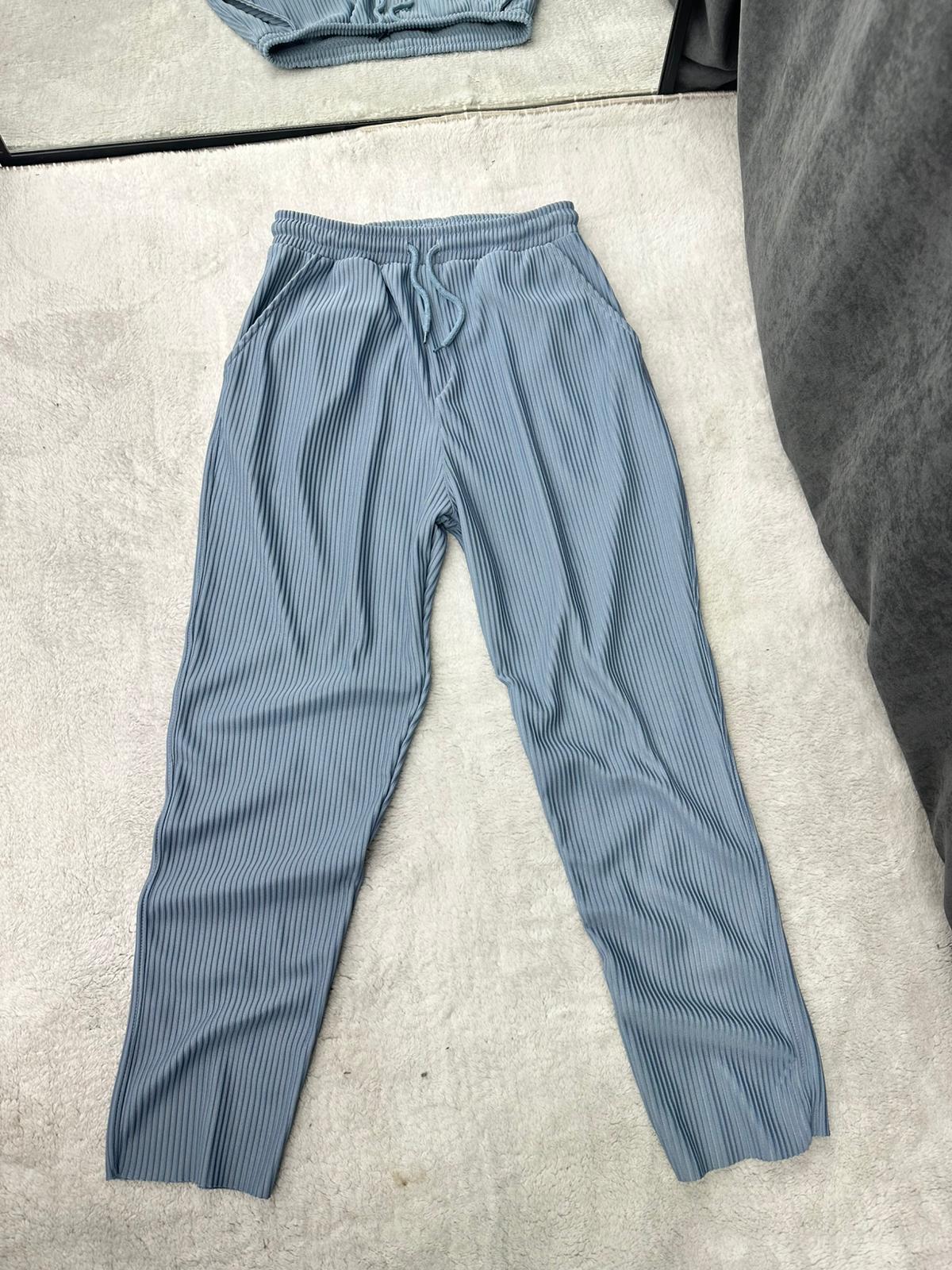 Ottoman Fitilli Baggy Jogger Pantolon Bebe Mavi