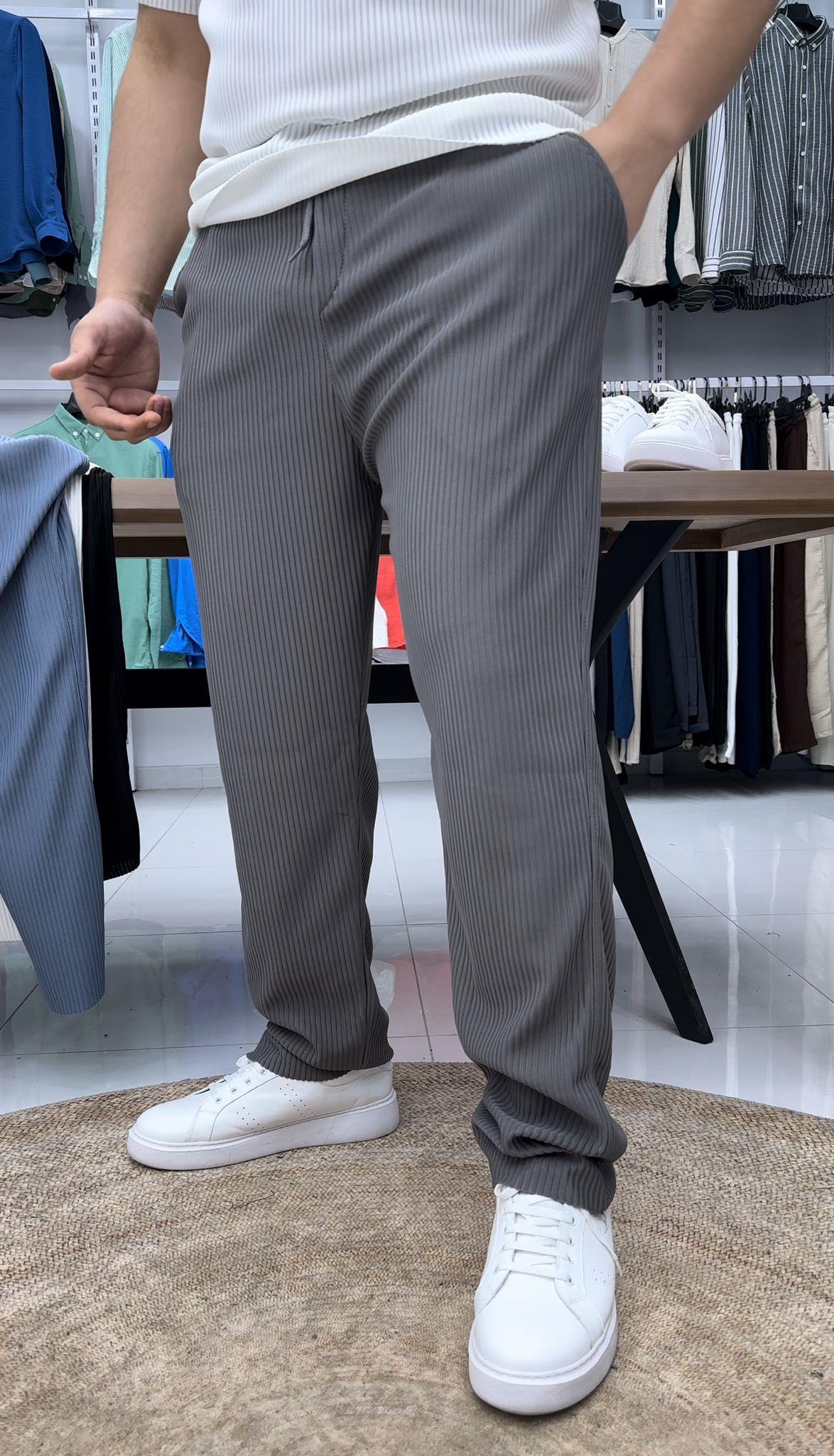 Ottoman Kumaş Pis Paça Baggy Pantolon Füme