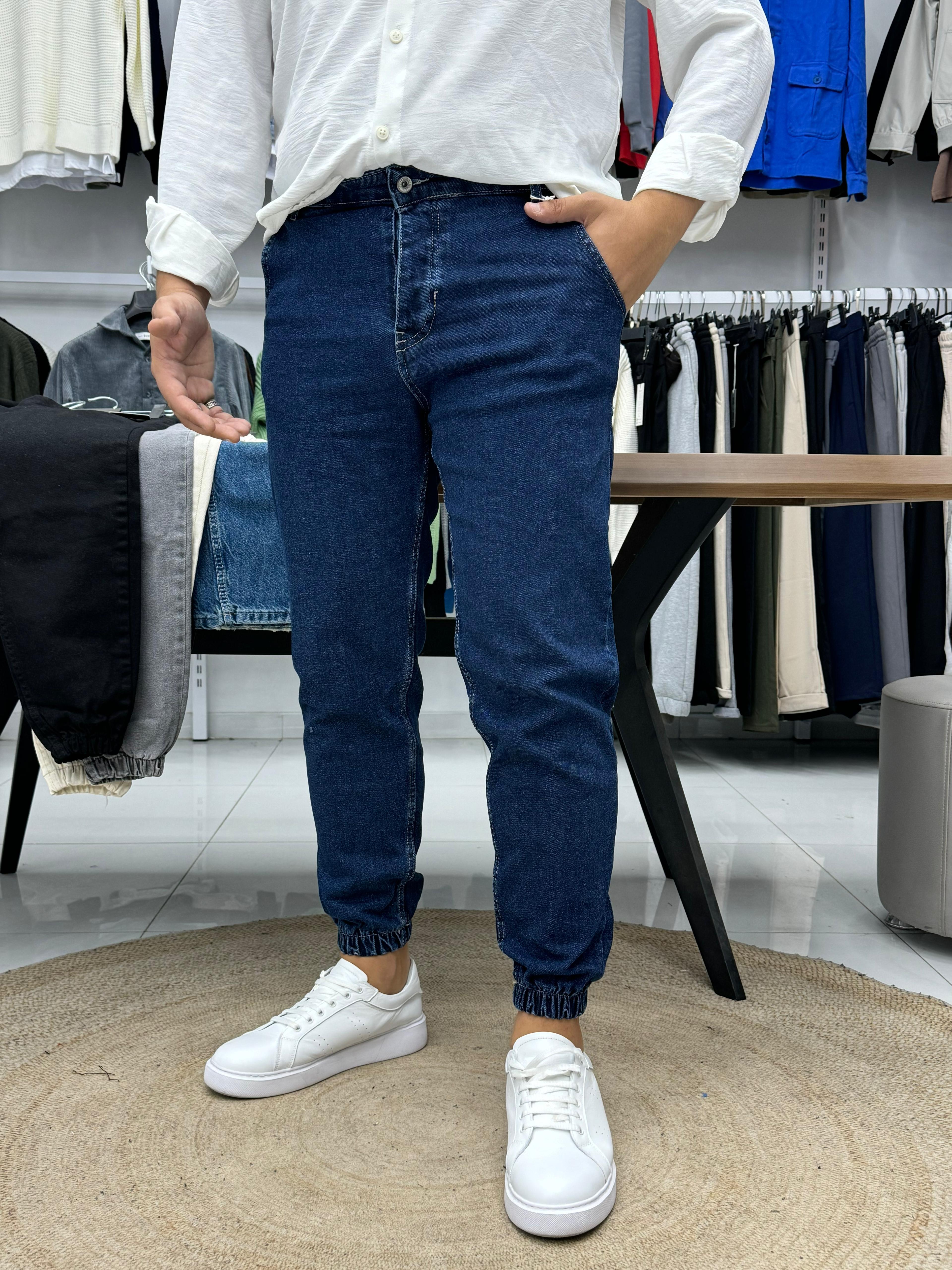 Paça Lastik Full Likralı Pantolon Mavi