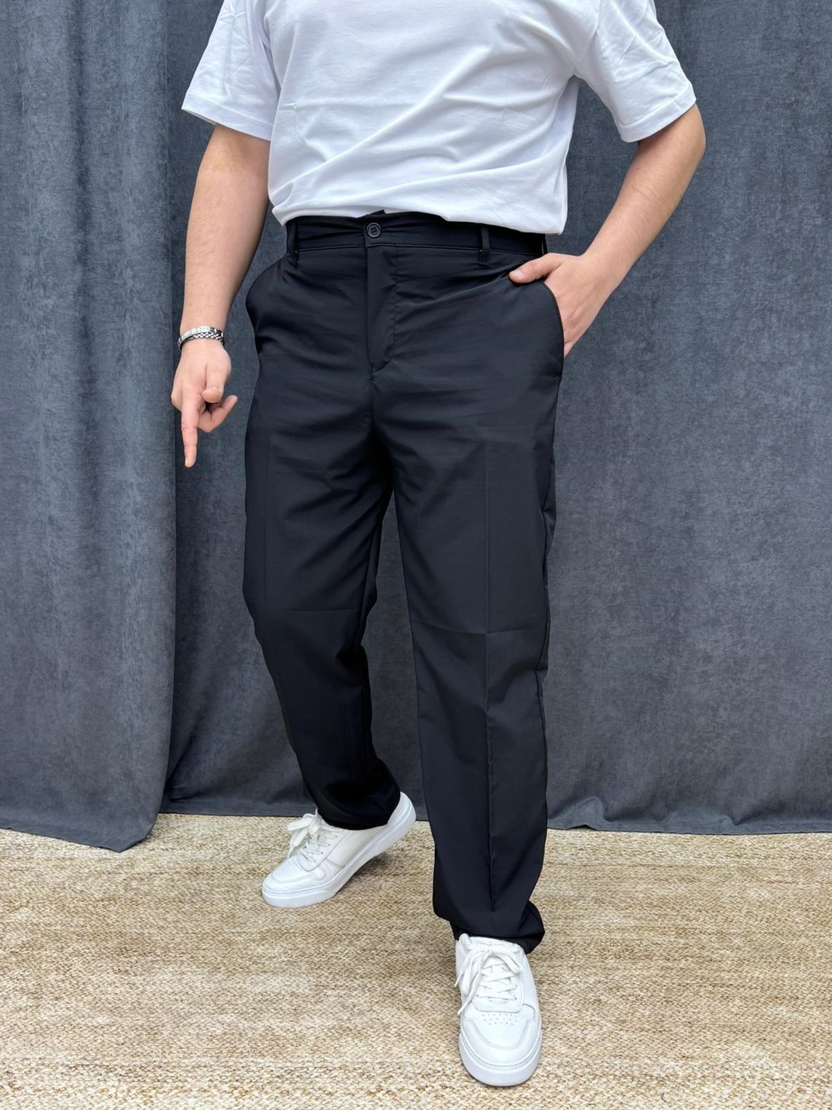 Paraşüt Kumaş Likralı Bel Lastikli Baggy Pantolon Siyah