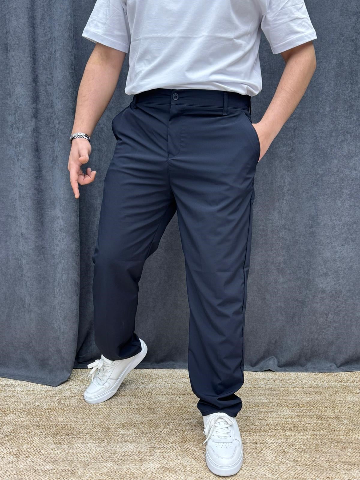 Paraşüt Kumaş Likralı Bel Lastikli Baggy Pantolon Lacivert