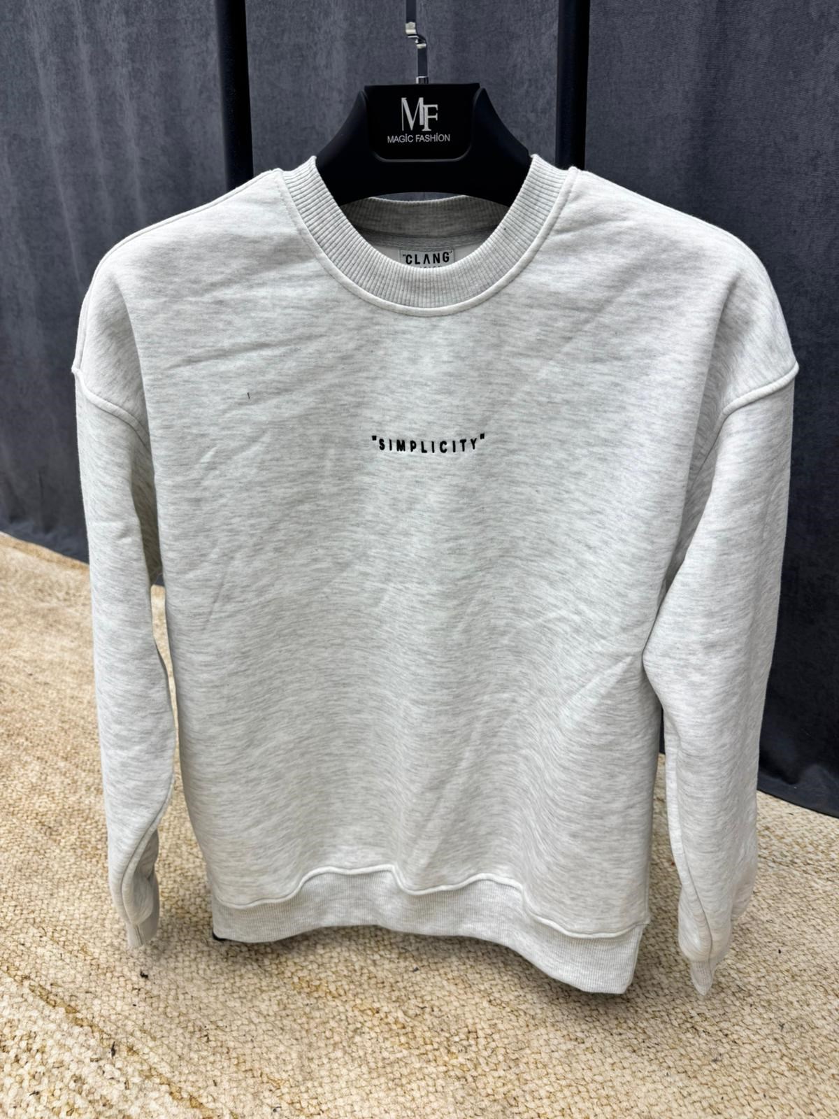 Simplicity Nakışlı 3iplik Regular Kalıp Sweat Gri