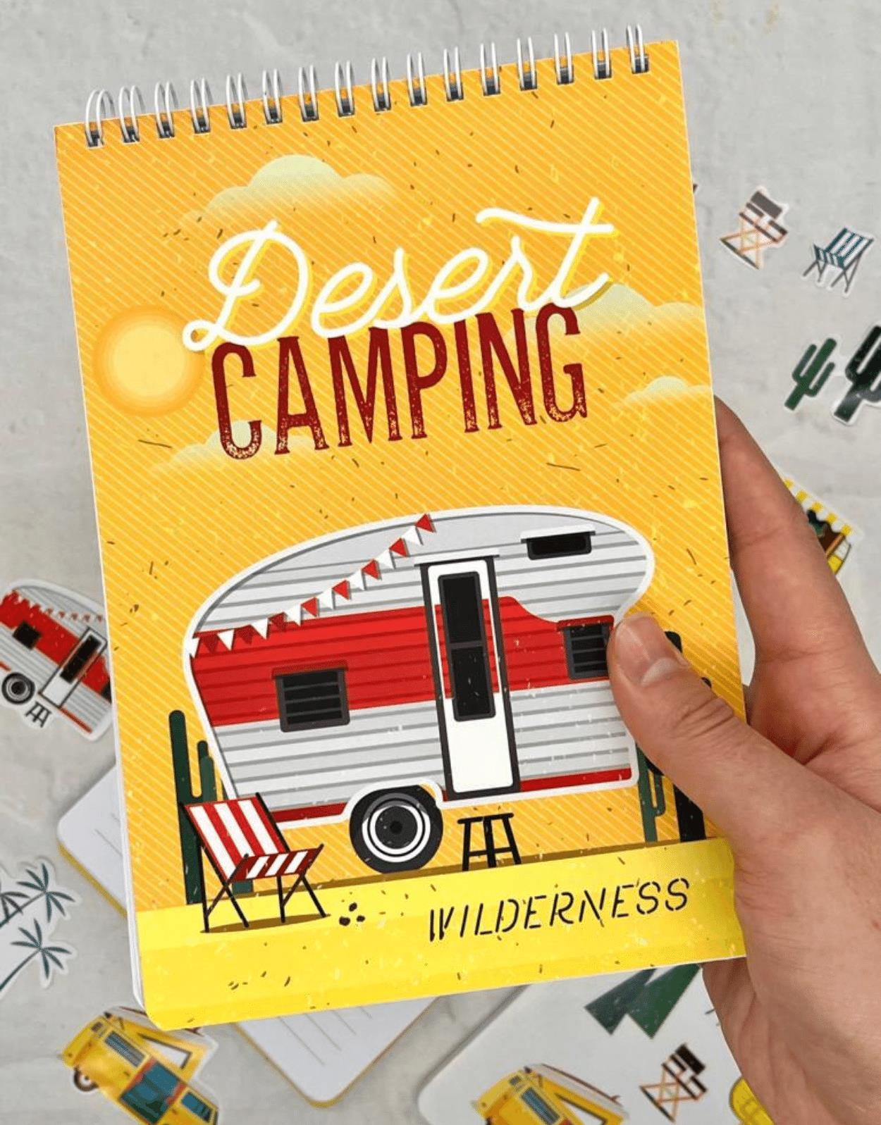 Çizgili Desert Camping Spiralli Defter Tek Yaprak Stickerlı