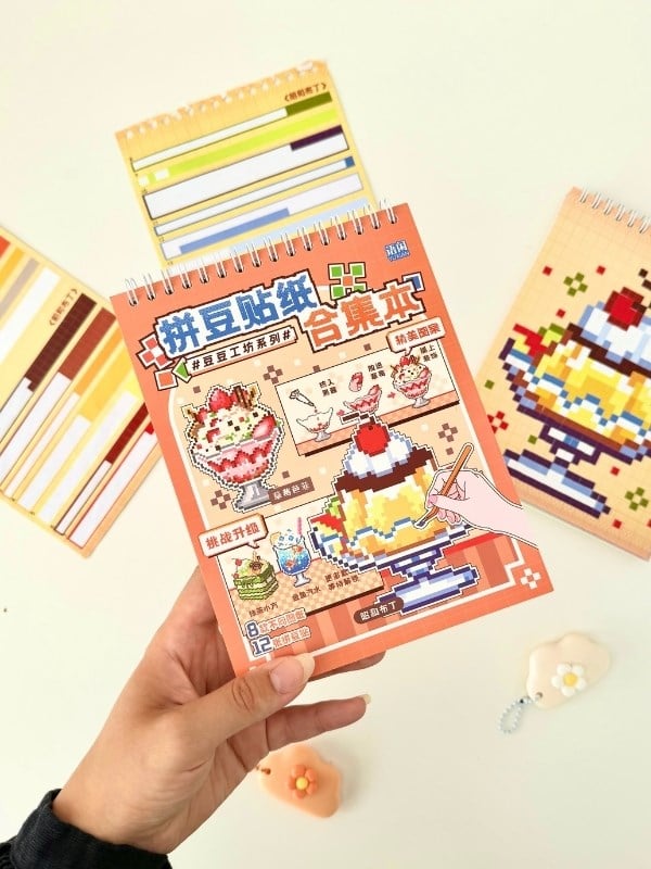 DIY 8 Farklı Tatlı Temalı Piksel Mozaik 5481 Parça Renk Kodlamalı Aktivite Defteri/Etiket/Çıkartma