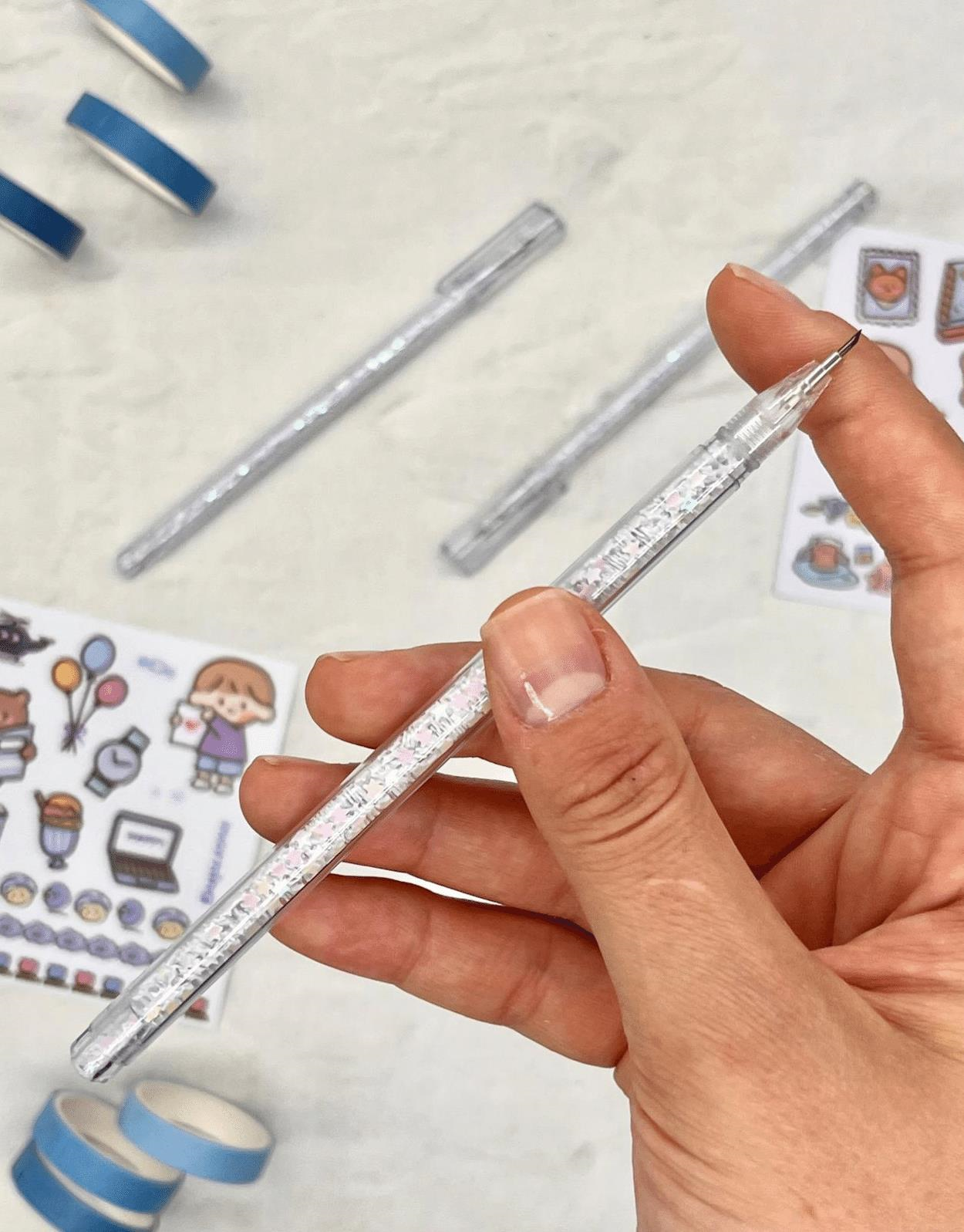 Kalem Görünümlü Beyaz Pullu Çelik Uçlu Maket Bıçağı / Sanat Bıçağı / Bullet Journal
