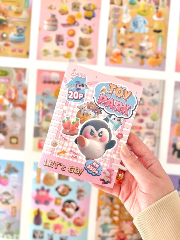 Kawaii Toy Park World Pembe Paket 20 Yaprak 398 Adet Sticker Defteri/Etiket/Çıkartma