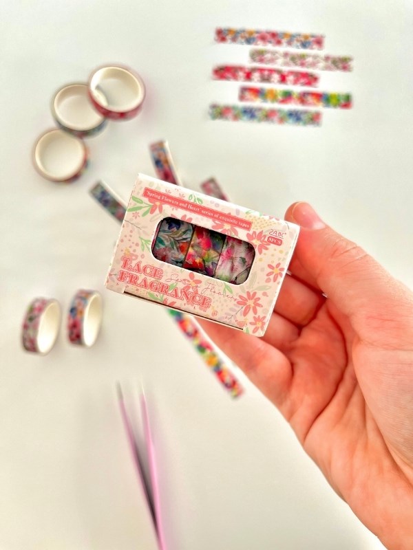 Lace Fragrance Bahar Çiçekleri Temalı 5'li Washi Bant Set (5*2m)/Masking Tape/Desenli Bant