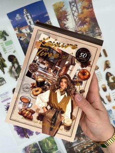 Leisure Time Seyahat ve Kahve 30 Yaprak 384 Adet Sticker 20 Yaprak Scrapbook Kağıdı/Etiket/Çıkartma