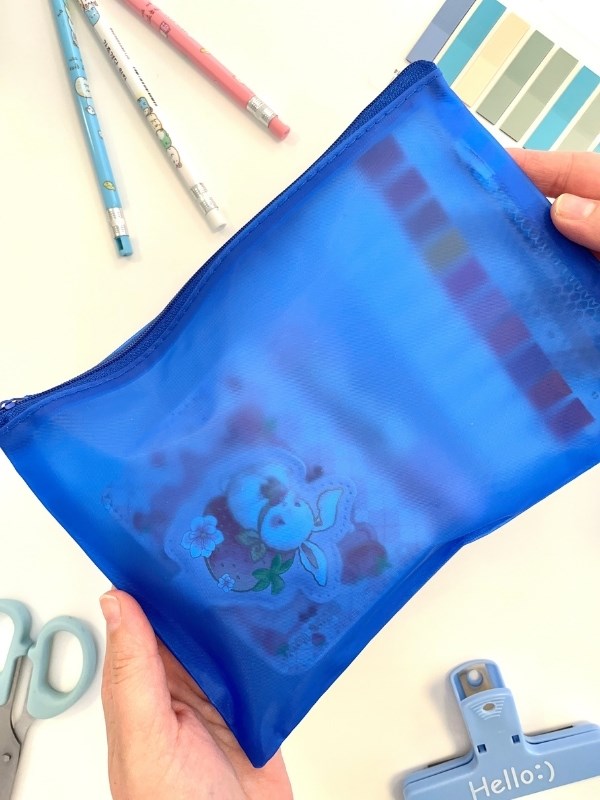 Mavi Yarı Şeffaf Küçük Boy Çift Bölme Fermuarlı Organizer Dosya Çantası (23*16.5cm)/Toparlayıcı