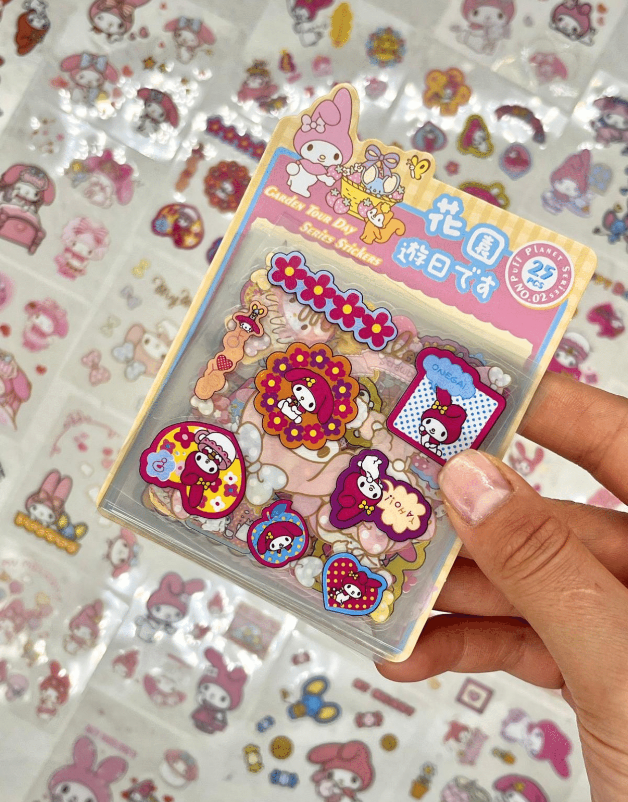 Sanrio Karakter My Melody 25 Yaprak 160 Adet Pet Sticker Set Sarı Paket/Su Geçirmez/Etiket/Çıkartma