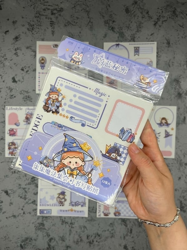 Seven Magic 12  Yaprak 82 Adet Mavi Post-ıt  Ve Sticker Seti / Yapışkanlı Kağıt / Post-ıt / Çıkartma / Etiket 