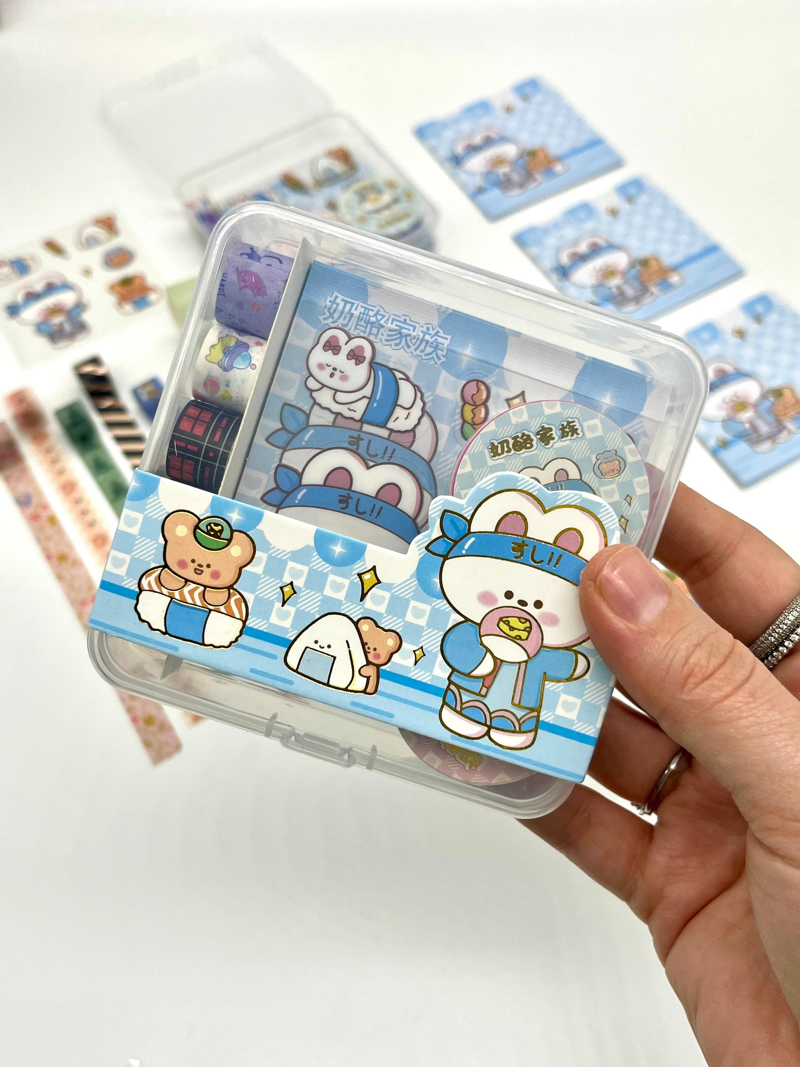 Sevimli Ayı ve Arkadaşları Temalı 40 Yaprak Post-it 7 Adet Washi Bant 3 Yaprak Sticker Kutulu Set