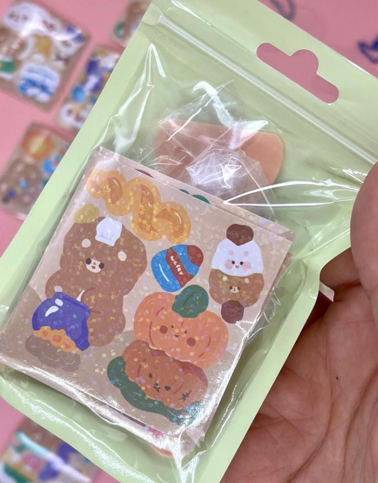 Sevimli Ayıcık İle Kendi Anahtarlığını Tasarla 23 Parça Kahverengi Sticker Seti / Anahtarlık