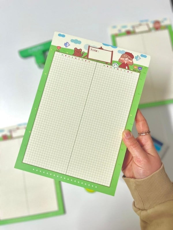 Sevimli Ayıcık Temalı Yeşil 30 Yaprak B5 Not Defteri/Scrapbook/Planlayıcı/Notebook/Bullet Journal