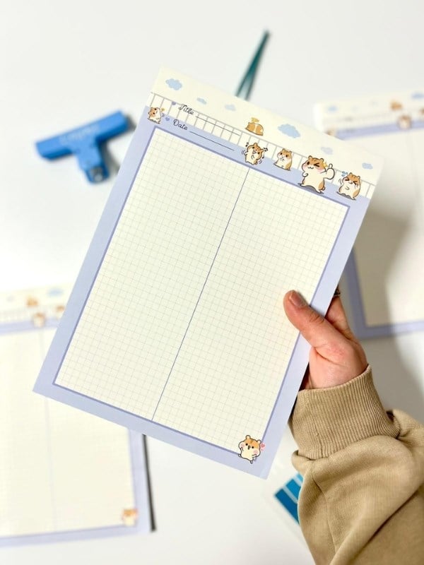 Sevimli Hamster Temalı Mavi 30 Yaprak B5 Not Defteri/Scrapbook/Planlayıcı/Notebook/Bullet Journal