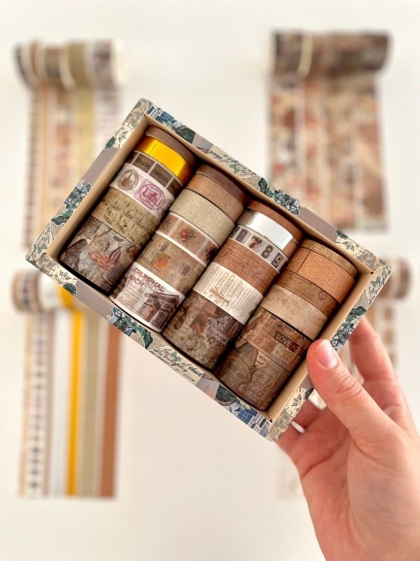 Vintage Old World Memories 24'lü Dekoratif Washi Bant Koleksiyon Seti/Washi Tape/Desenli Bant