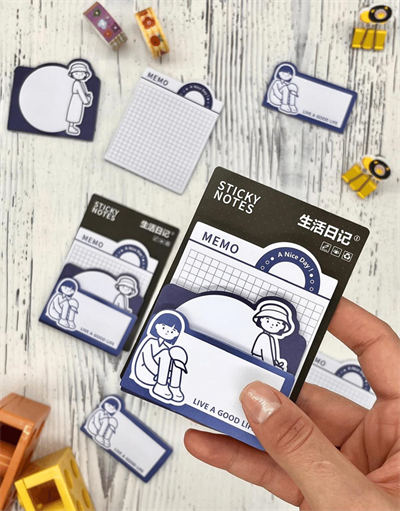 3 Parça Farklı Boyutlarda Mavi Sticky Note Set / Post-it / Bloknot / Not Kağıdı