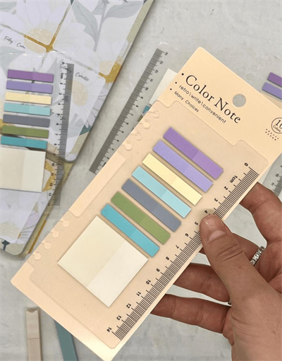 8 Renkli Cetvelli  Mor ve Mavi Tonları Şeffaf Pet İndeks / Index Sticker / Sticky Note / Post-it