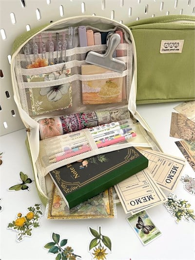 Creative Pencil Case Yeşil 9 Bölmeli Geniş Hacimli Kalem Kutusu Kırtasiye ve Hobi Organizer Çantası