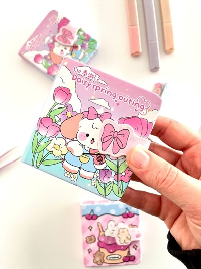 Daisy Spring Outing Çiçek Bahçesi 130 Yaprak Renkli Mini Planlayıcı/Not Defteri/Mıknatıslı Ajanda