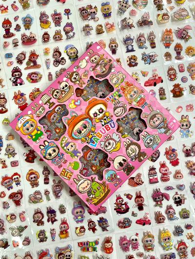 Kawaii Labubu Karakter Serisi Pembe Kutu 4 Bölüm 96 Yaprak 576 Adet Sticker Seti/Etiket/Çıkartma