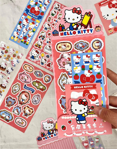 Sanrio Hello Kitty Karakteri 6 Yaprak Stıcker / Bullet Journal /Çıkartma