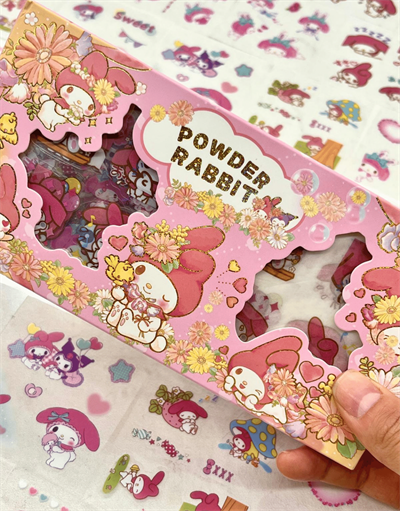 SANRİO KARAKTER MY MELODY 20 YAPRAK PET STİCKER 20 YAPRAK KAĞIT STİCKER 217 ADET/ 40 YAPRAK PEMBE KUTU STİCKER SET/ETİKET/ÇIKARTMA