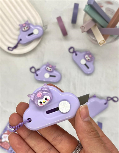 Sanrio Kuromi Karakterli Mor Mini Maket Bıçağı / Sanat Bıçağı / Bullet Journal / Scrapbook