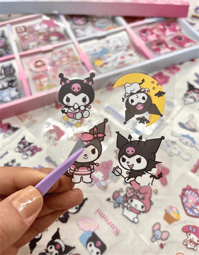 Sanrio Kuromi My Melody Cinnamoroll Cute Bear Desenli 8 Bölümlü 400 Yaprak Şeffaf Pet  Sticker Seti