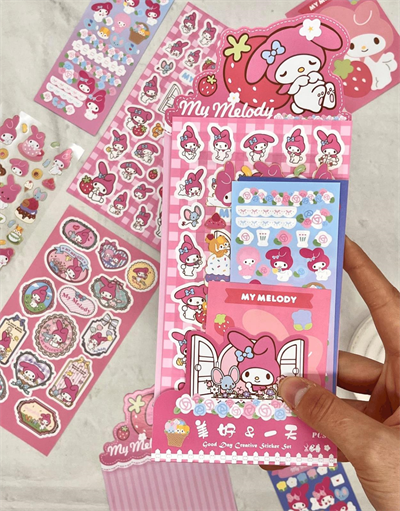 Sanrio My Melody Karakteri 6 Yaprak Stıcker / Bullet Journal /  Çıkartma