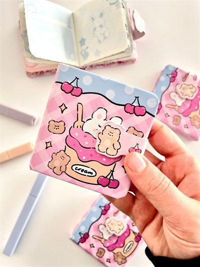 Sweet Bear Dondurma Temalı 130 Yaprak Renkli Mini Planlayıcı/Not Defteri/Mıknatıslı Ajanda