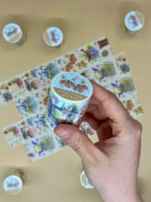  Çiçek Ziyafeti Temalı Washi Bant/ Washi Tape/ Sticker/ Bullet Journal