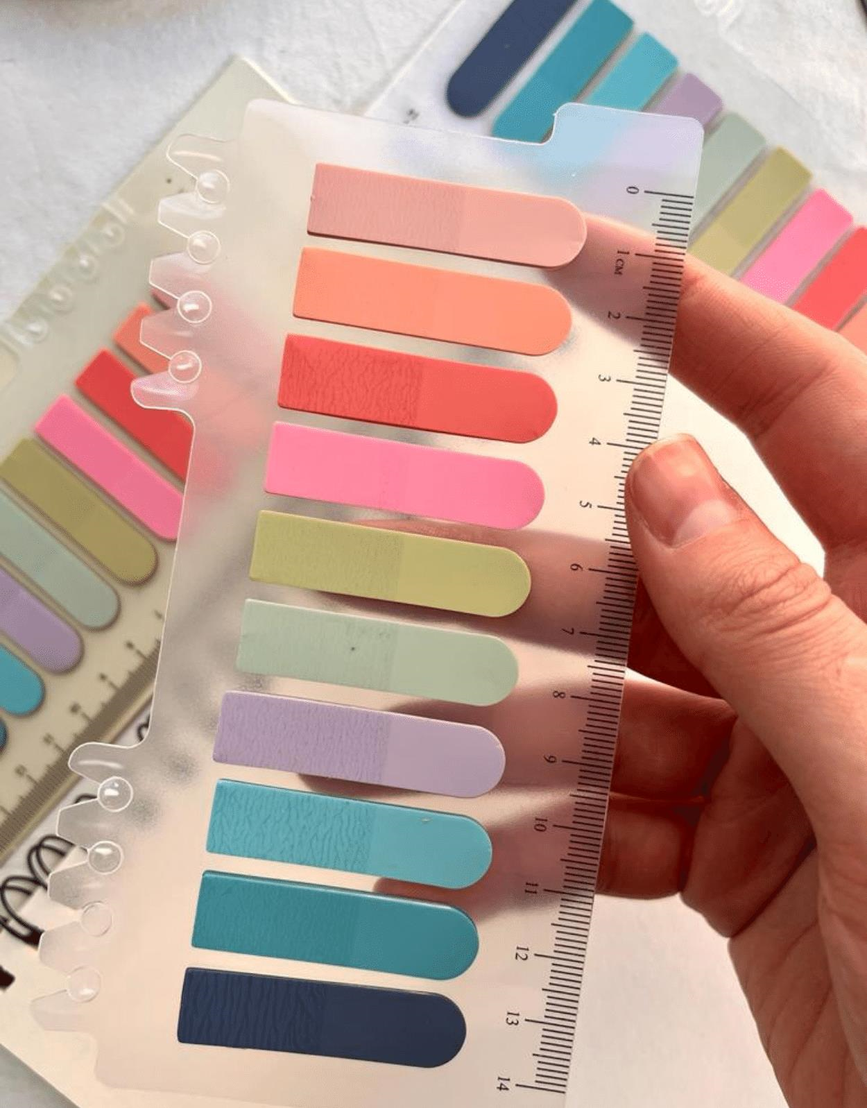 10 Renkli Cetvelli Pembe Ve Mavi Tonları Oval Şeffaf Pet Indeks / Index Sticker / Postit