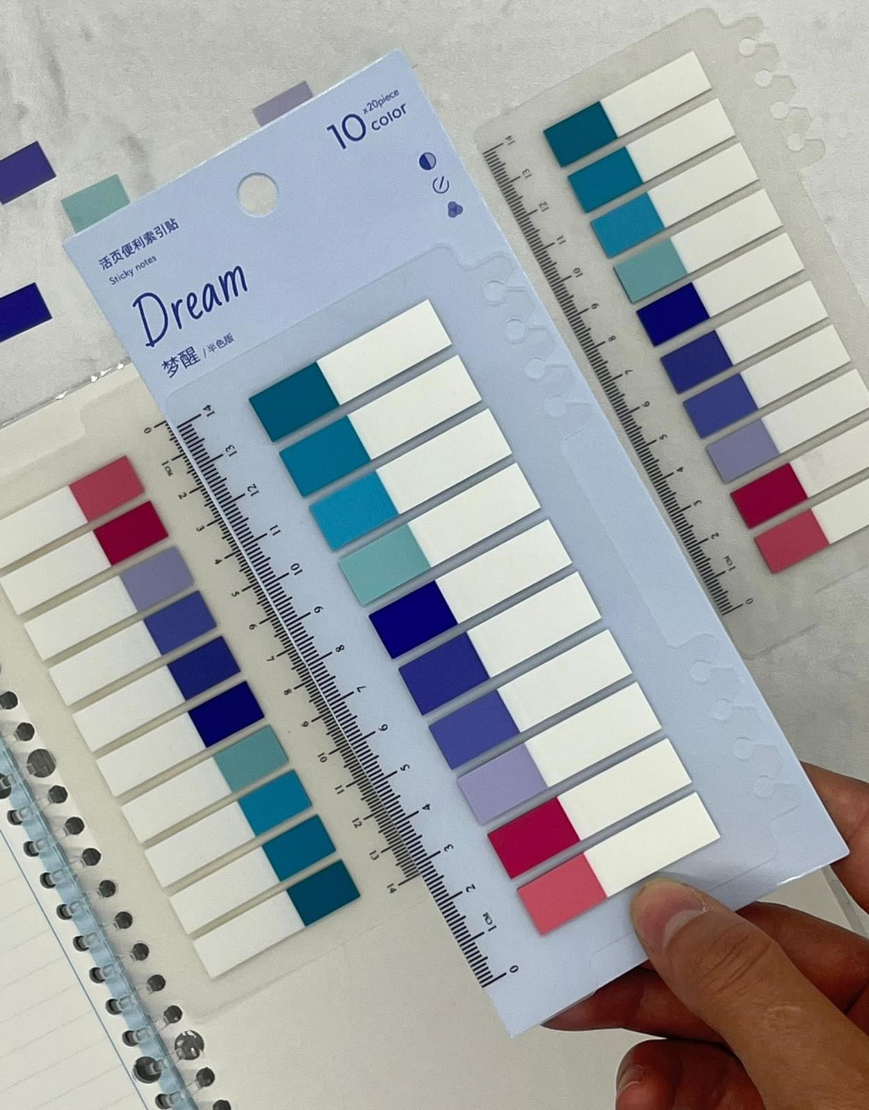 10 Yarım Renkli Cetvelli Dream Şeffaf Pet İndeks / Index Sticker / Sticky Note / Post-it