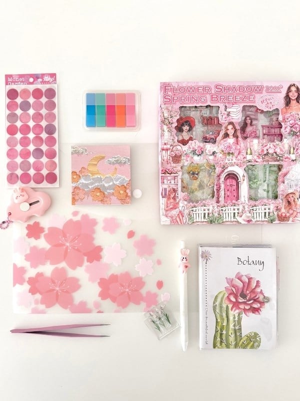 Aesthetic Spring Bloom İlkbahar Koleksiyonu 10 Parça Dev Hediyelik Set/Sticker/Kalem/Defter/Postit