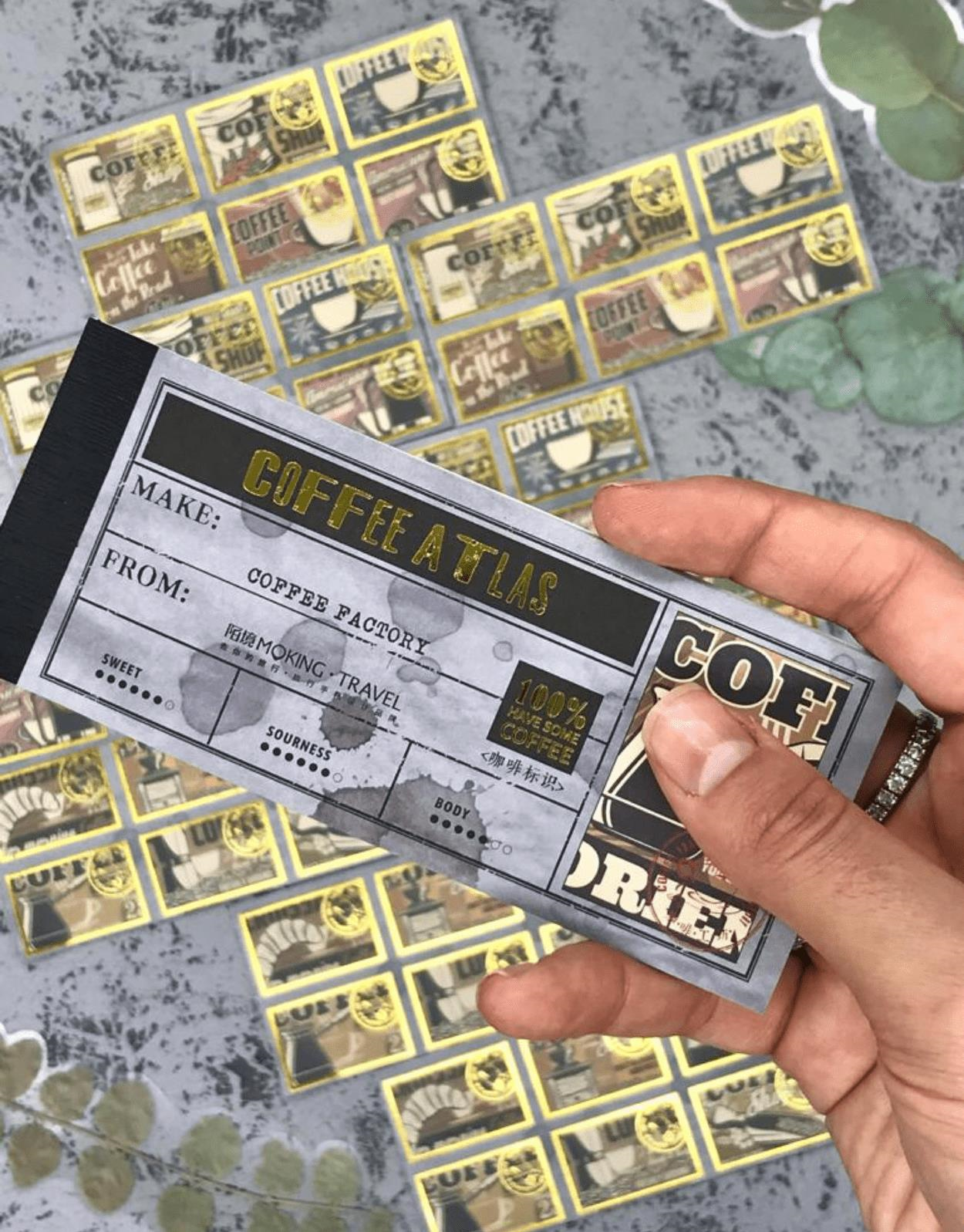 Altın Yaldızlı Kahve Hazırlık Temalı Defter Sticker /Çıkartma / Bullet Journal / Scrapbook