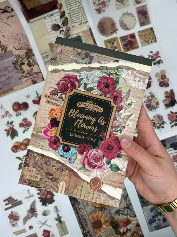 Blooming Garden Çiçek ve Meyve 30 Yaprak 403 Adet Sticker 20 Yaprak Scrapbook Kağıdı/Etiket/Çıkartma