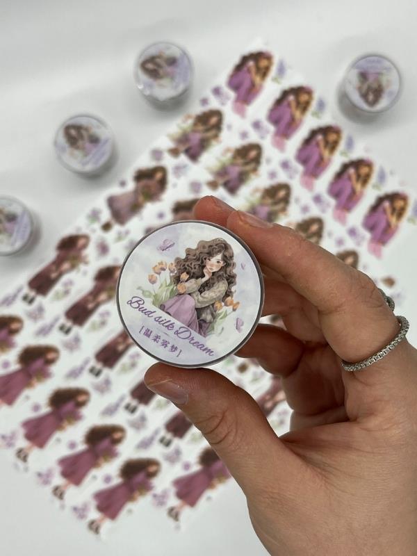 Bud Silk Dream Serisi Lavanta Çiçekli Kız Temalı 2m Washi Bant/Washi Tape/Masking Tape/Desenli Bant