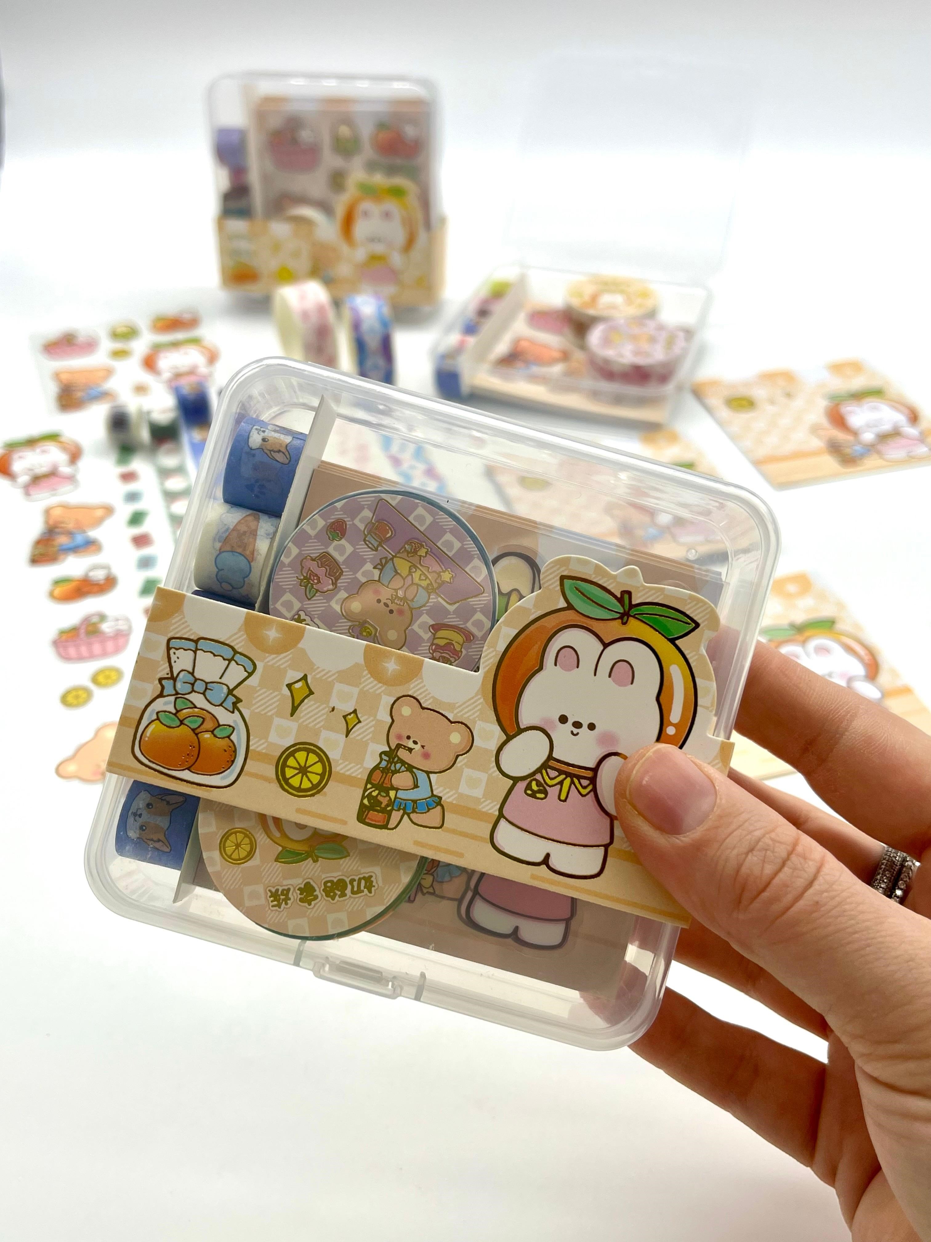 Citrus Tavşan ve Ayı Temalı 40 Yaprak Post-it 7 Adet Washi Bant 3 Yaprak Sticker Kutulu Set