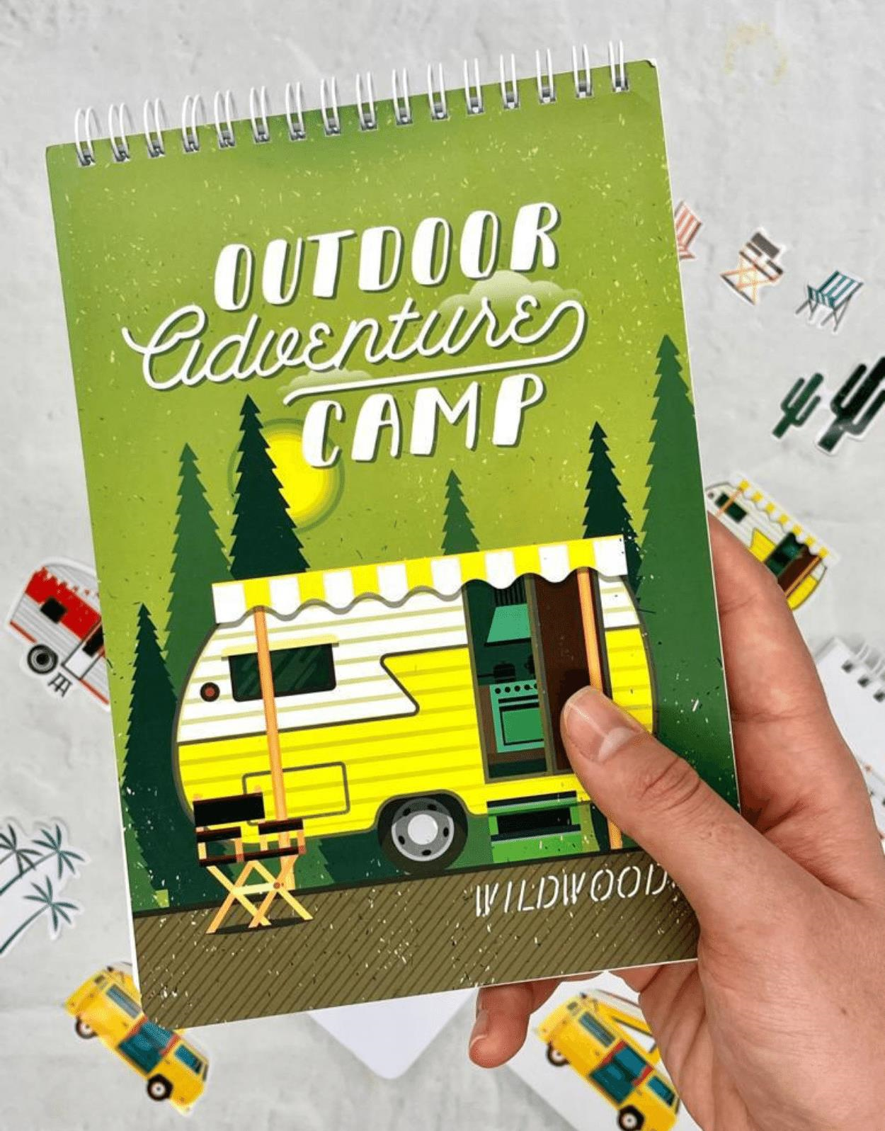 Çizgisiz Outdoor Adventure Camp Spiralli Defter Tek Yaprak Stickerlı