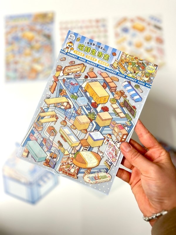 DIY Kawaii Süpermarket Tasarlama 2 Yaprak 101 Adet 3D Diorama İzometrik Sticker Seti/Etiket/Çıkartma