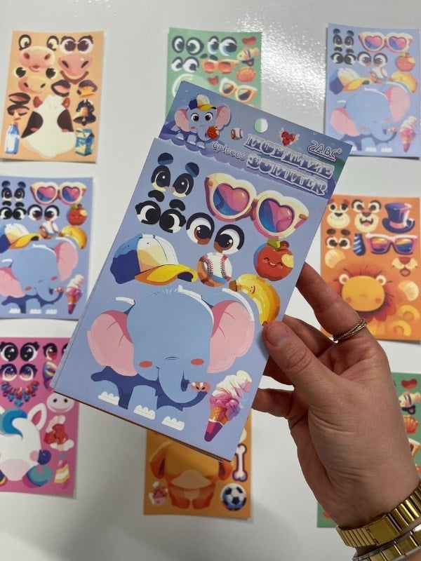 DIY Sevimli Dostlar Atölyesi Mavi Paket Hayvan Tasarlama 6Yaprak 111Adet Sticker Set/Etiket/Çıkartma