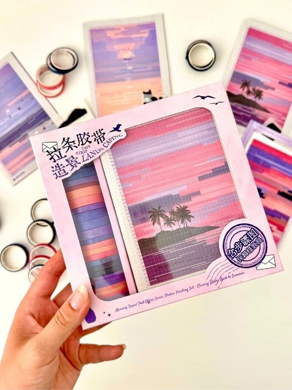 DIY Sunset Tape Art Washi Bantlar İle Manzara Tasarlama Seti/Washi Tape/Dekoratif Bant   