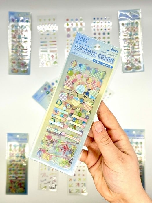 Dynamic Color Pastel Yıldız Ok ve Şekiller 6 Yaprak 227 Adet Sticker Seti/Etiket/Çıkartma