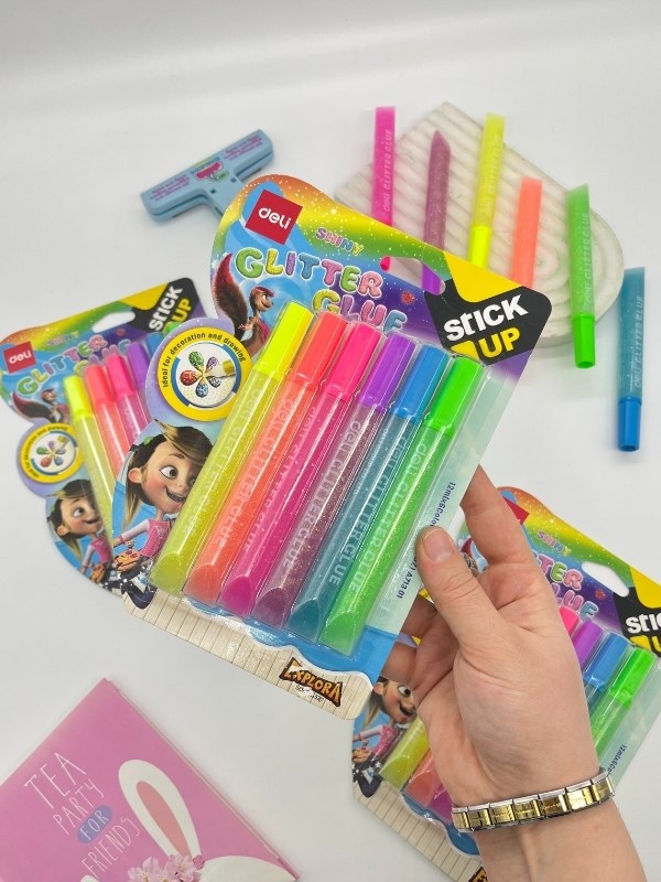 Glitter Glue Kalem Görünümlü 6 Renkli Simli Yapıştırıcı Seti (6*12 ml)