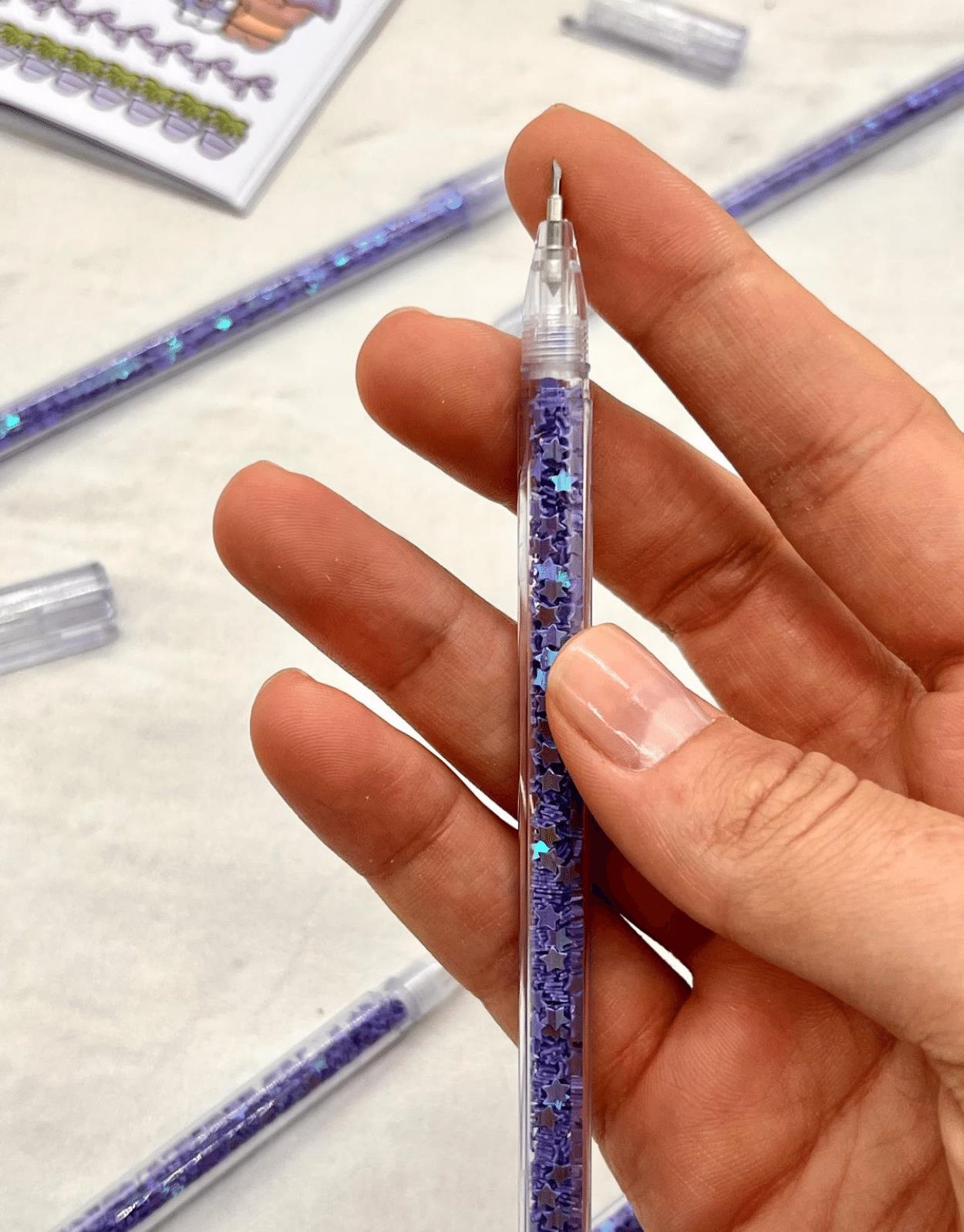 Kalem Görünümlü Mor Pullu Çelik Uçlu Maket Bıçağı / Sanat Bıçağı / Bullet Journal